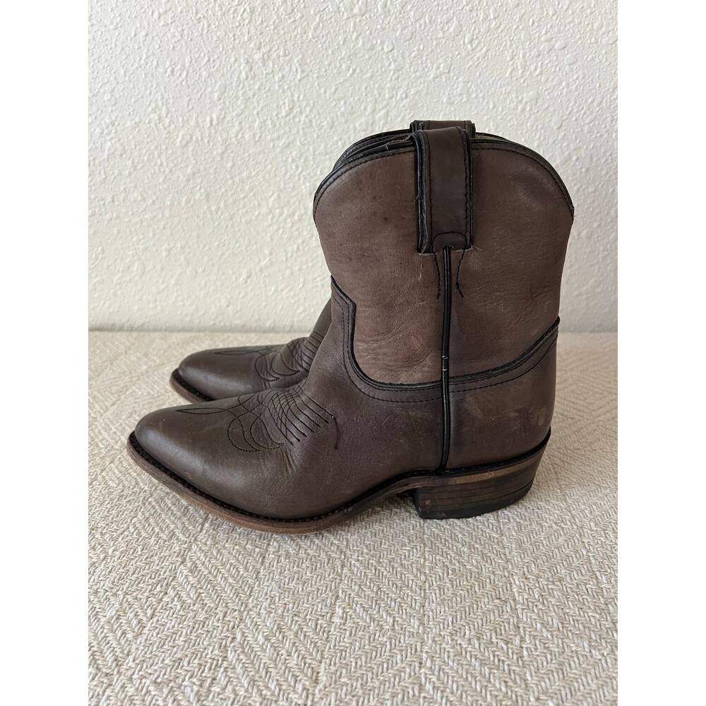 Frye Brown Leather Western Ankle Boots Women's 6.5 Made in Mexico - Picture 3 of 10